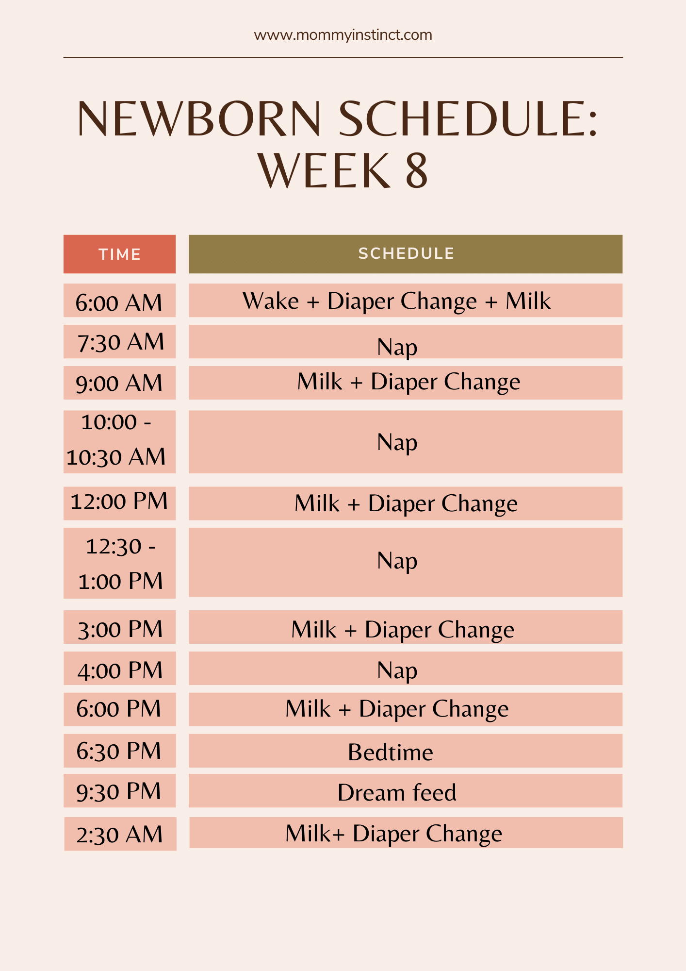 Newborn sleep schedule week 8