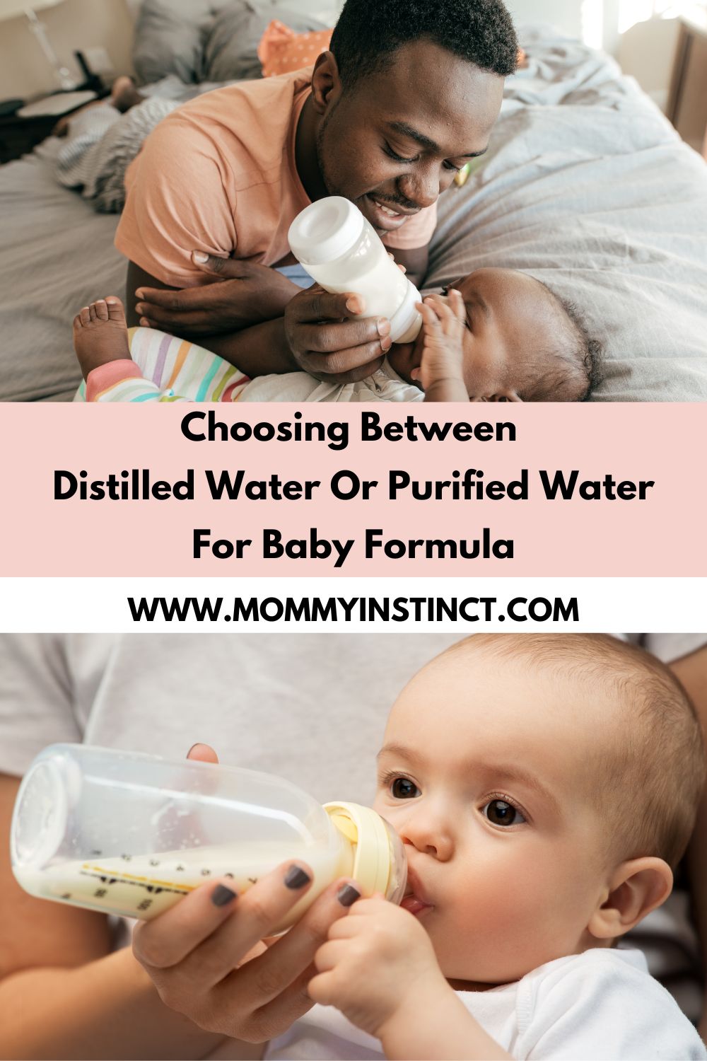 Choosing between distilled water or purified water for baby formula